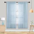 Light Blue Curtains Panels 63 Inch Length For Nursery Back Tab Semi Sheer, Linen Textured Drapes Rod Pocket 2 Panels Set,Baby Sk