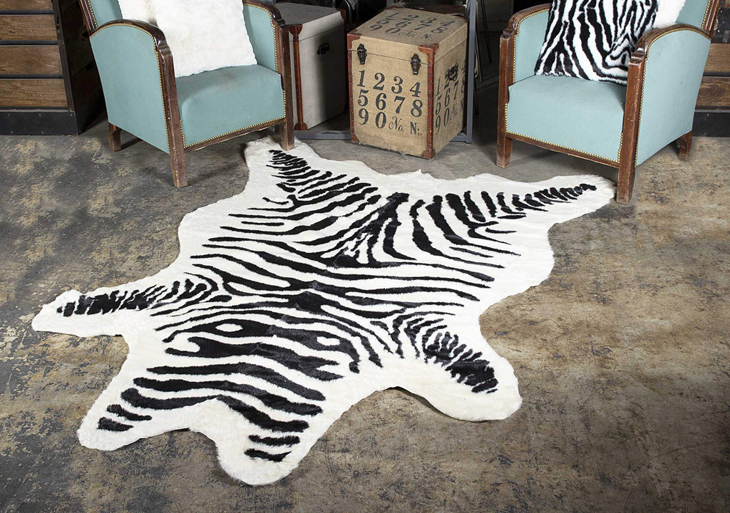 HomeRoots Decor 63-inch x 90-inch Zebra Black and White Faux Hide - Area Rug