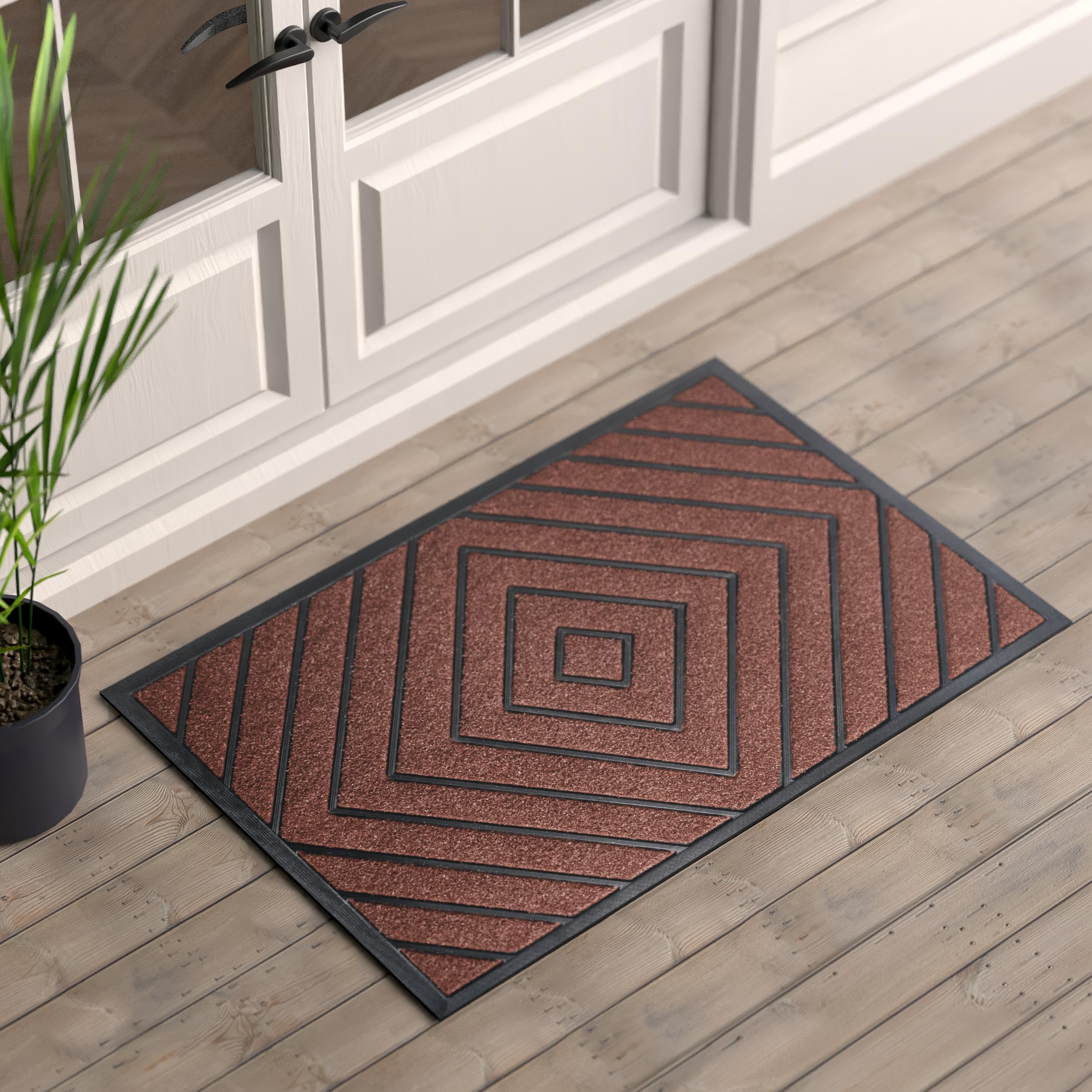 Ubdyo Large Extra Durable Door Mat - Dirt Trapping Outdoor Welcome Mats - Non-Slip Outdoor Door Mats - Low Profile Front Door Ma