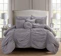Elegant Comfort Softest, Coziest, 10pc Pleated Bed-in-a-Bag, Ruched Ruffle Comforter Set Featuring Decorative Pillows and Fitted