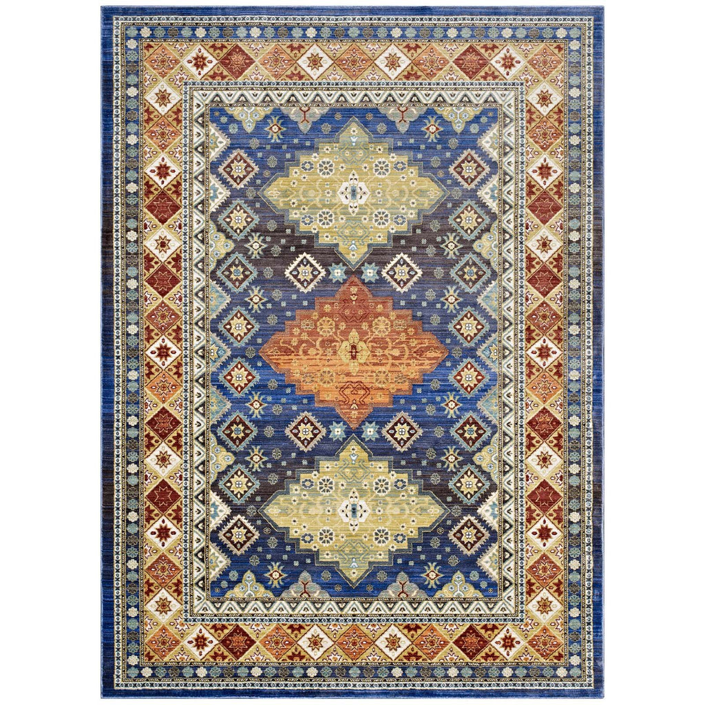 Modway Atzi Distressed Southwestern Diamond Floral Area Rug, 8X10, Multicolored