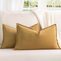 Zwjd Mustard Yellow Pillow Covers 12X20 Set Of 2 Chenille Pillow Covers With Elegant Design Soft And Luxurious Decorative Throw