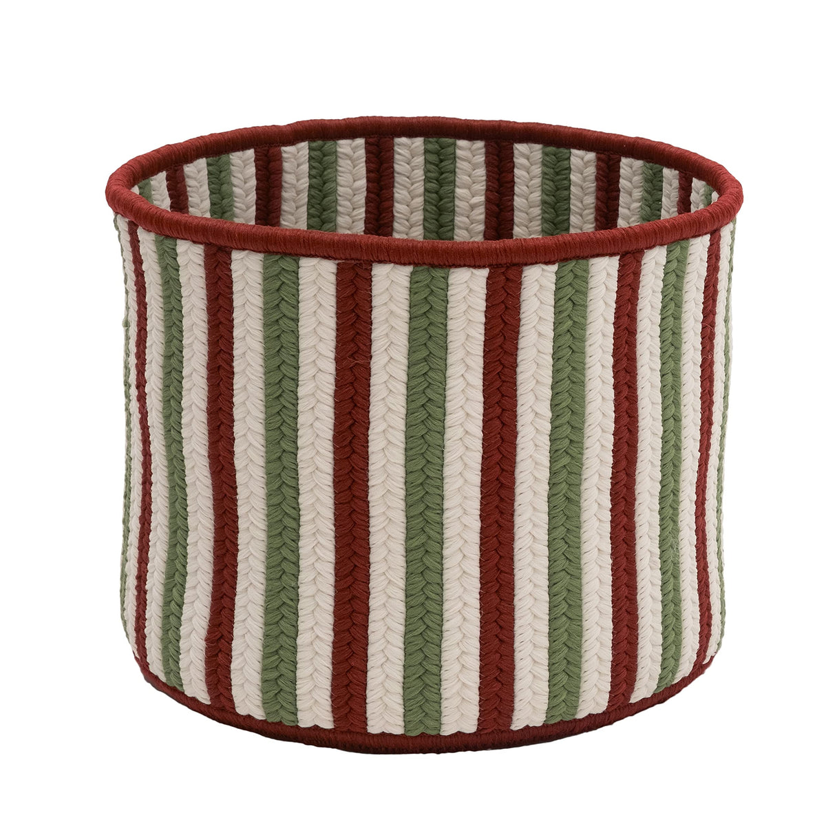 Colonial Mills Comet Stripe Christmas Decorative Braided Basket, 12&Quot;X12&Quot;X8&Quot;, Red Multi