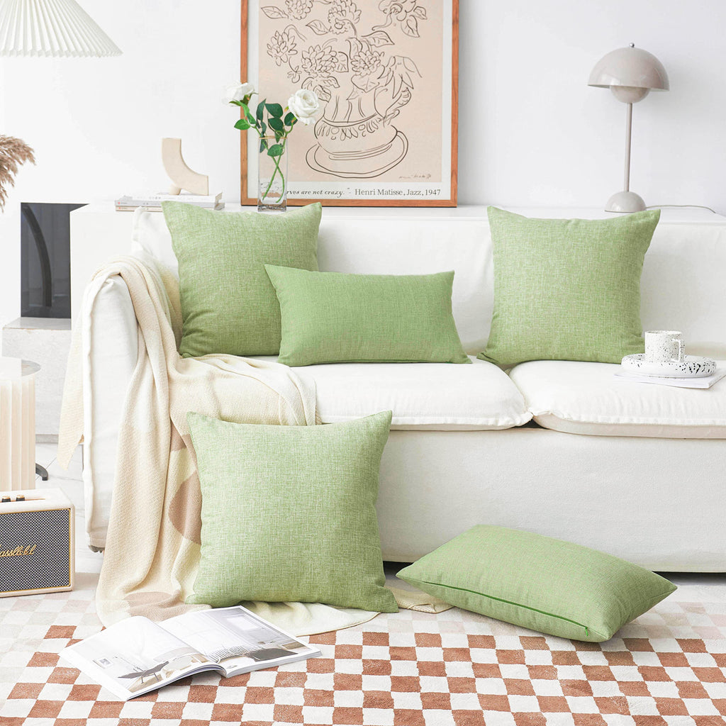 Home Brilliant Pillow Covers Green Linen Textured Decorative Pillowcases For Bed Sage Burlap Sofa Pillows Slipcovers For Couch L
