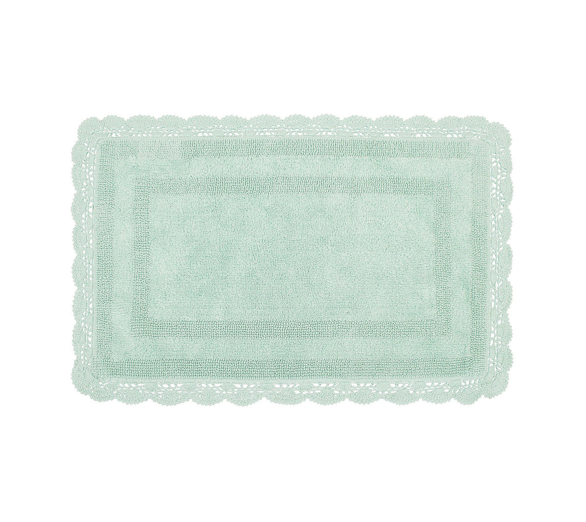 Laura Ashley Crochet Cotton 24x40 Bath Rug, Aqua