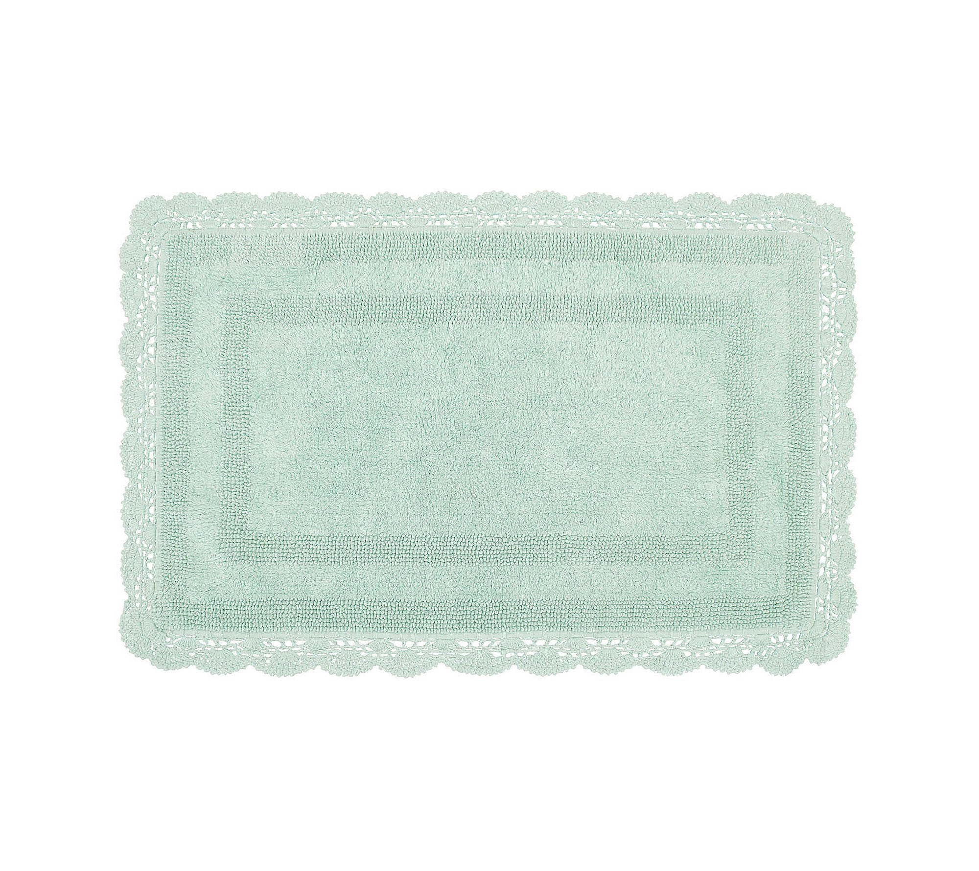 Laura Ashley Crochet Cotton 17x24 in. Bath Rug, Aqua