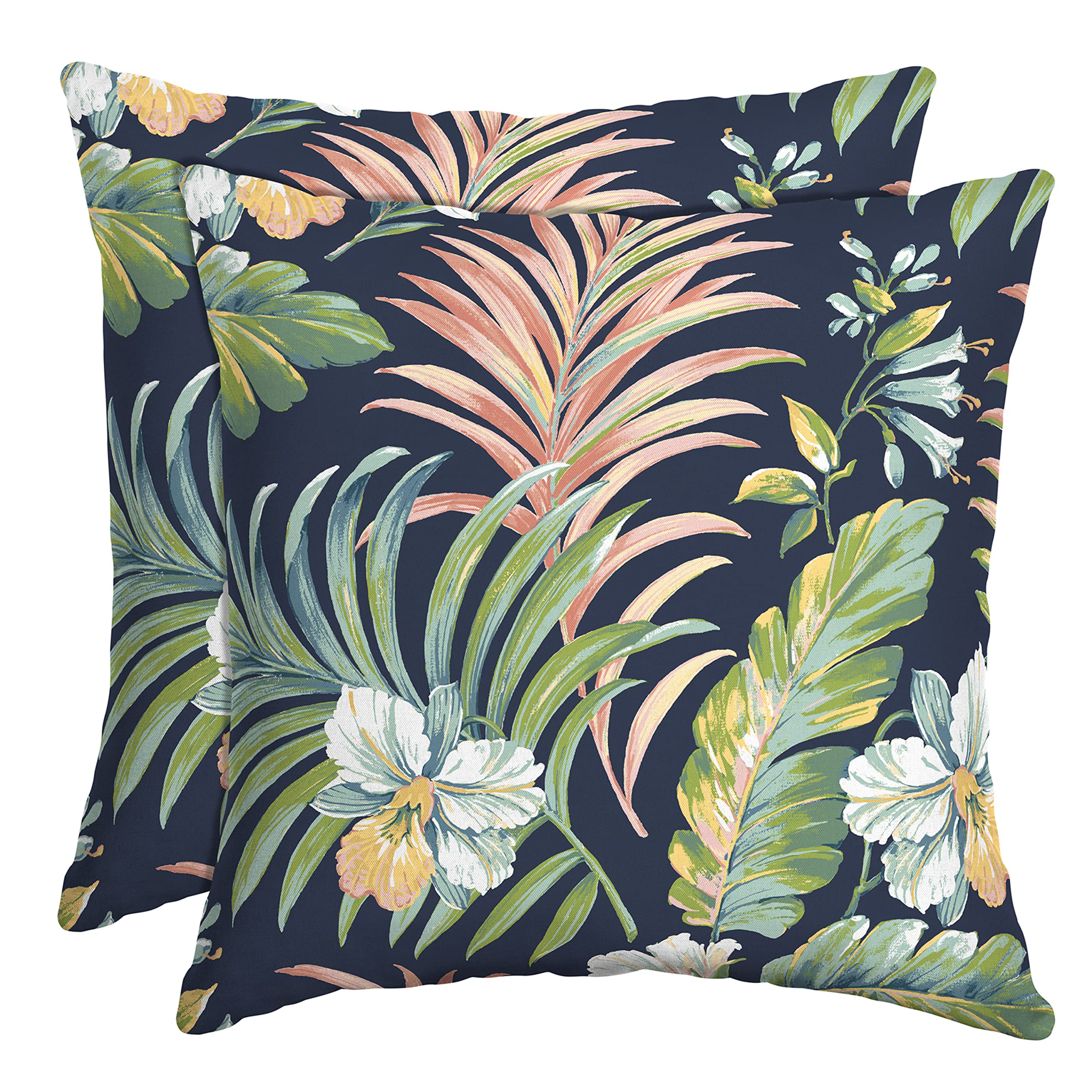 Arden Outdoor Toss Pillow, Set Of 2, 16 X 16, Rain-Proof, Fade Resistant 16 X 16, Simone Blue Tropical