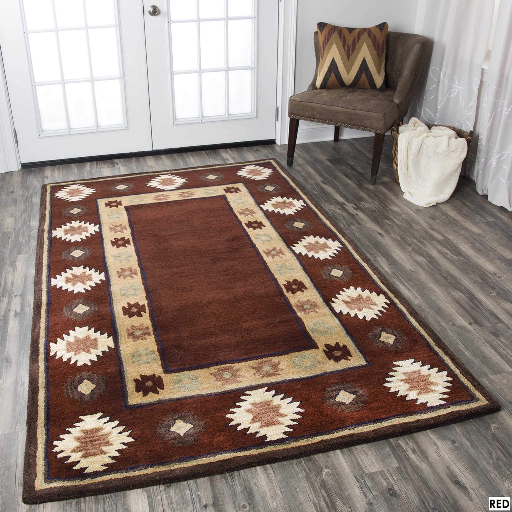 Rizzy Home Alora Decor Ryder 3' X 5' Tribal Tan/Sage/Navy/Burgundy Hand-Tufted Area Rug