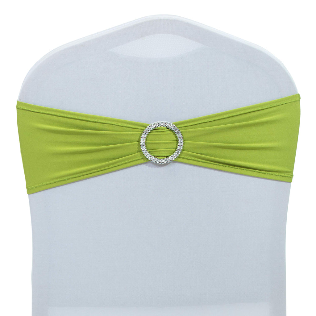 Mds Pack Of 50 Spandex Chair Sashes Bow Sash Elastic Chair Bands Ties With Buckle For Wedding And Events Decoration Spandex Slider Sashes Bow - Apple Green