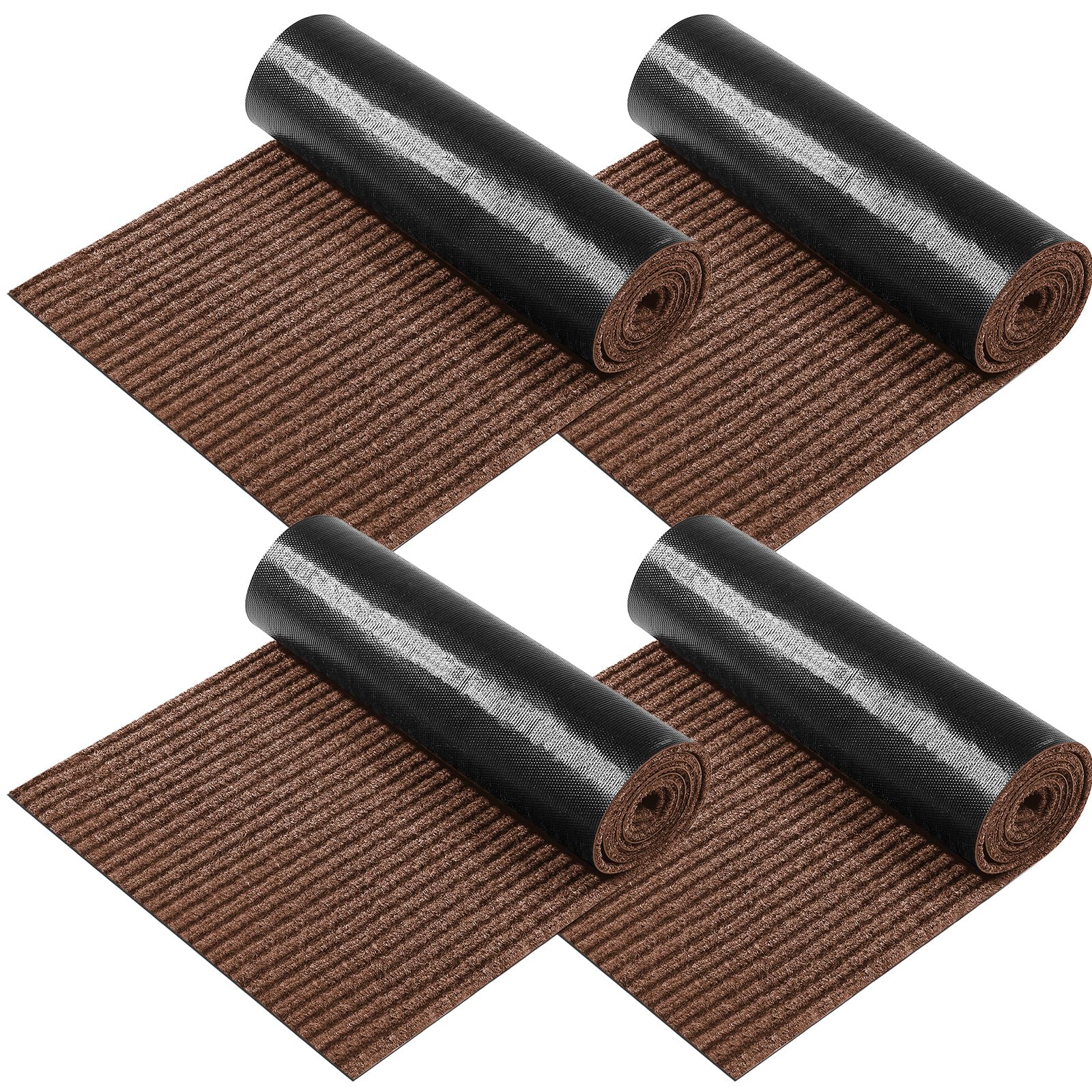 Nuanchu Large Semi Finished Outdoor Mat 16 X 79 Inch Narrow Door Mat Non Slip Boot Rugs Waterproof Carpet Roll For Bathroom Entryway Indoor Outdoor(Coffee,4 Roll)
