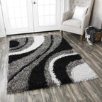 Rizzy Home | Km2322 | Kempton Collection | Polyester Area Rug | 8' X 10' | Multi/Red/Brown/Khaki/Camel/Black Stripe
