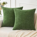 Miulee Christmas Pack Of 2 Couch Throw Pillow Covers 16X16Inch Soft Moss Green Spring Chenille Pillow Covers For Sofa Living Roo