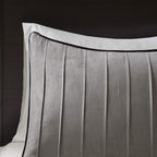 Madison Park Cozy Comforter Set Casual Blocks Design All Season, Matching Bed Skirt, Decorative Pillows, Queen(90'X90'), Dune Suede, Black Grey, 7 Piece