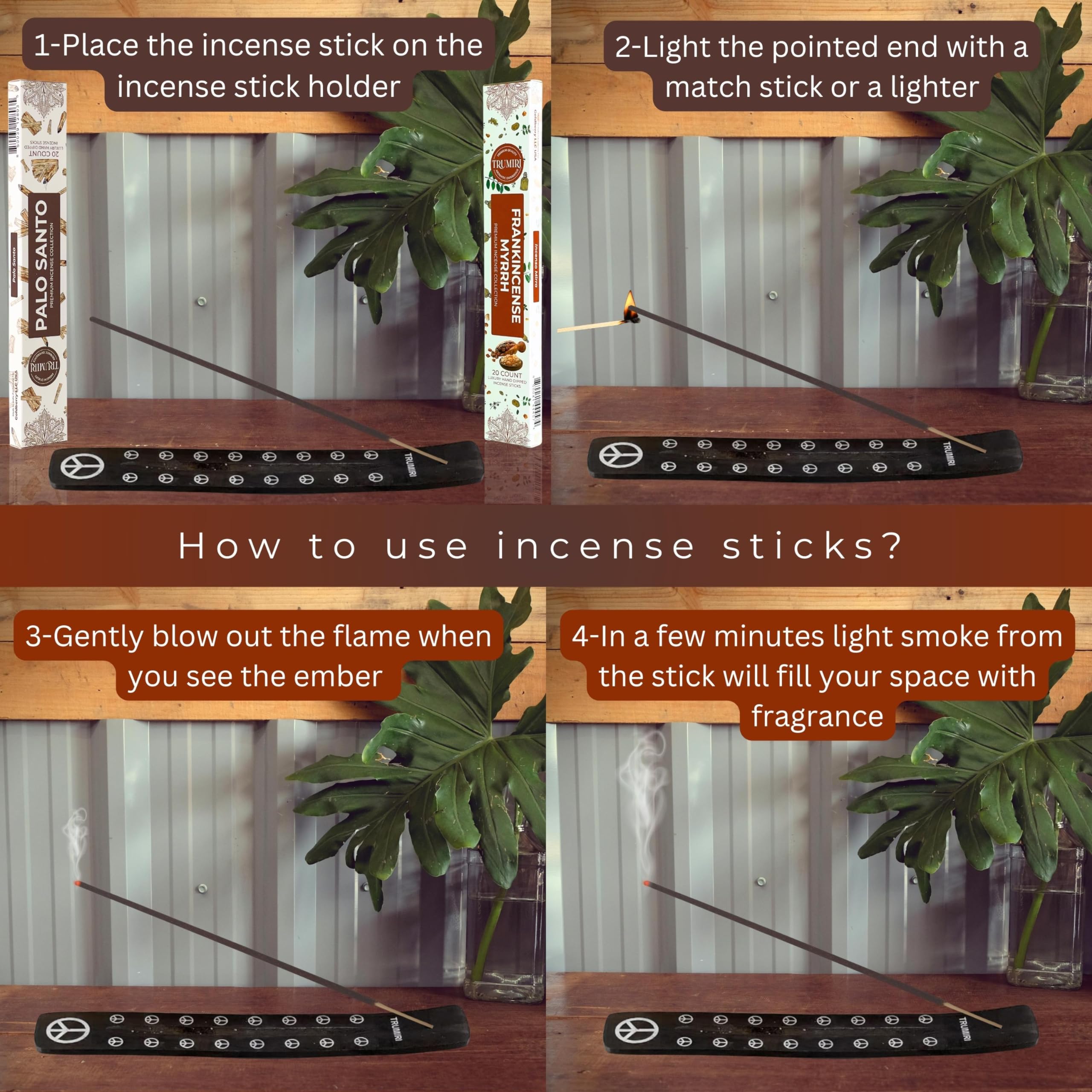Trumiri Incense Sticks - Combo Pack Of 40 Insence-Sticks - 20 Palo Santo + 20 Frankincense Myrrh - Insenses - Insents - Incents