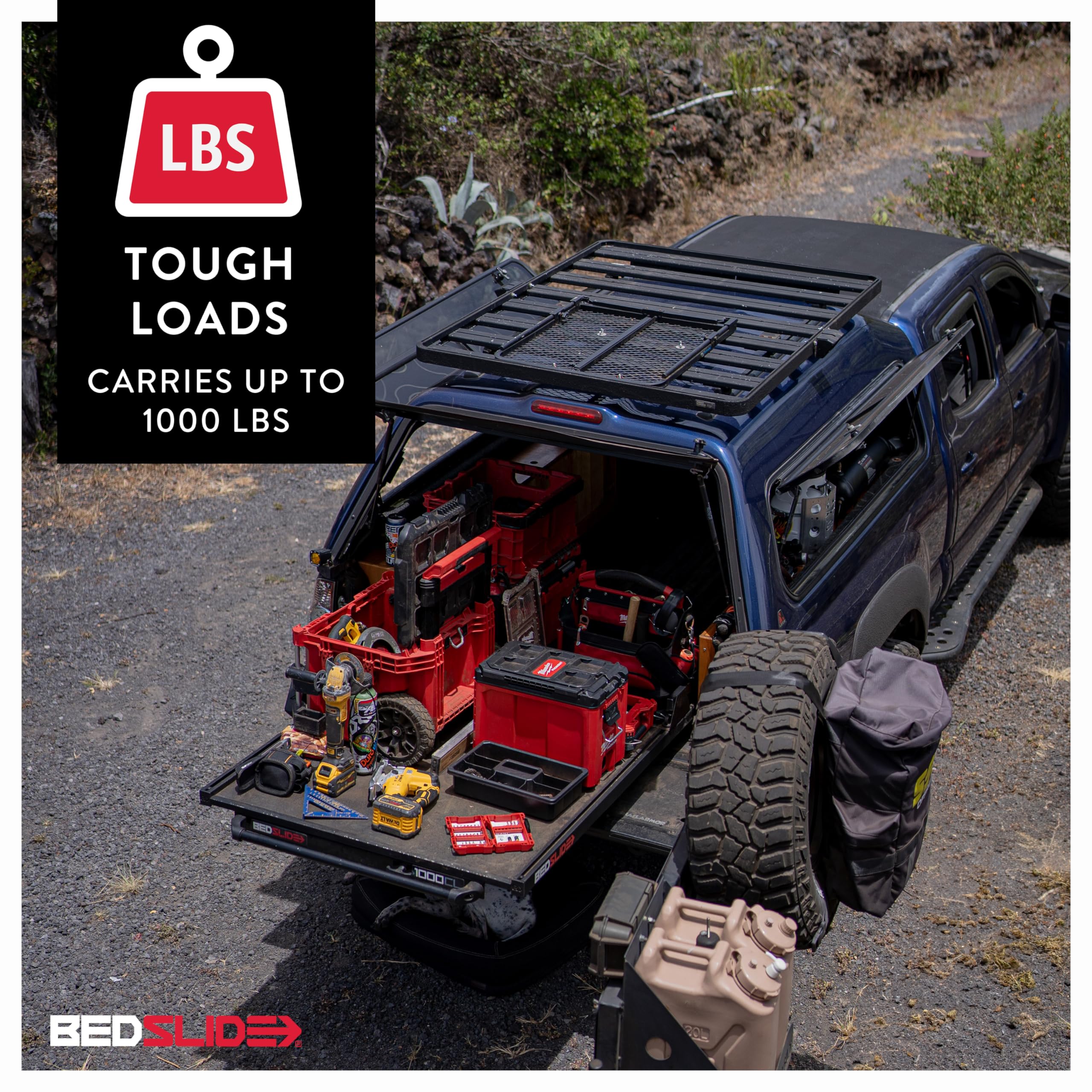 Bedslide 1000 Classic Sliding Truck Bed Organizer, 53 X 37-Inch, Capacity 1000 Lbs, Truck Bed Storage Drawer, Black