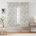 Kayne Studio Botanical Print Semi Sheer Curtains Blue Grey Floral Leaf Farmhouse Linen Curtain Drapes Light Filtering Window Tre