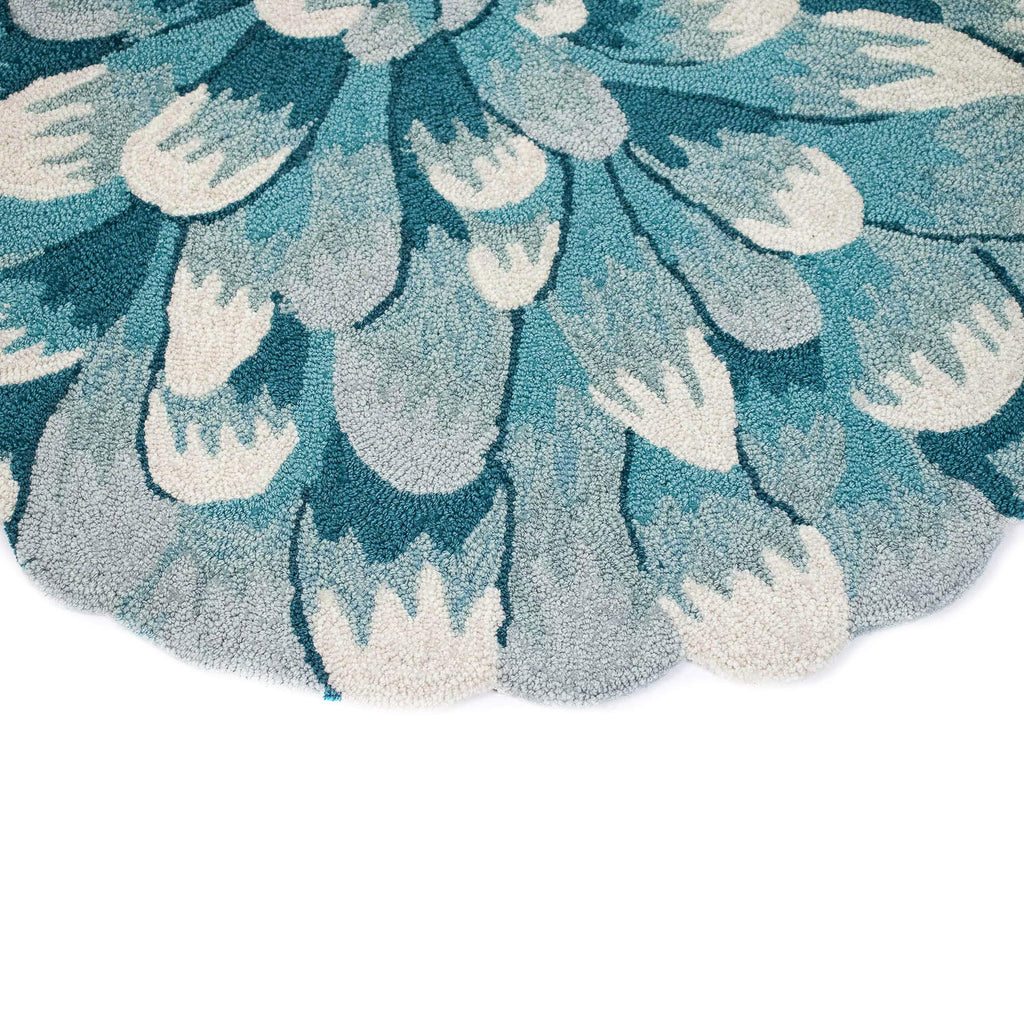 Liora Manne Mum Aqua Indoor/Outdoor Rug, 3 Ft Round