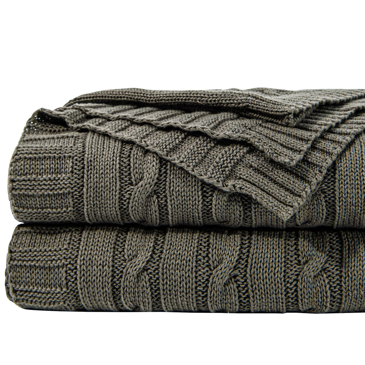 Ntbay 100% Pure Cotton Twin (60X80) Cable Knit Throw Blanket, Super Soft Warm Knitted Blanket For Bed, Sofa, Chair, Couch - Extr