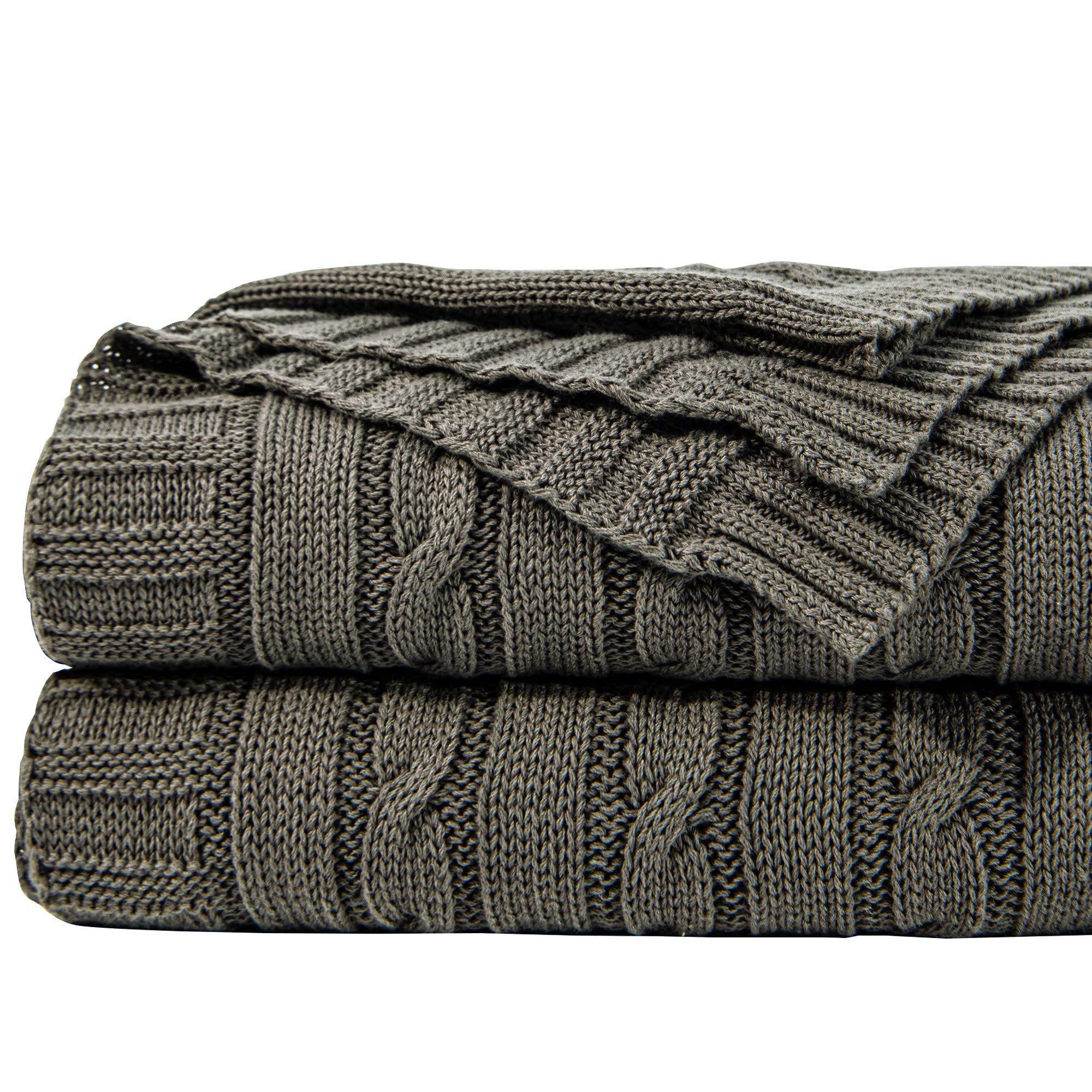 Ntbay 100% Pure Cotton Twin (60X80) Cable Knit Throw Blanket, Super Soft Warm Knitted Blanket For Bed, Sofa, Chair, Couch - Extr