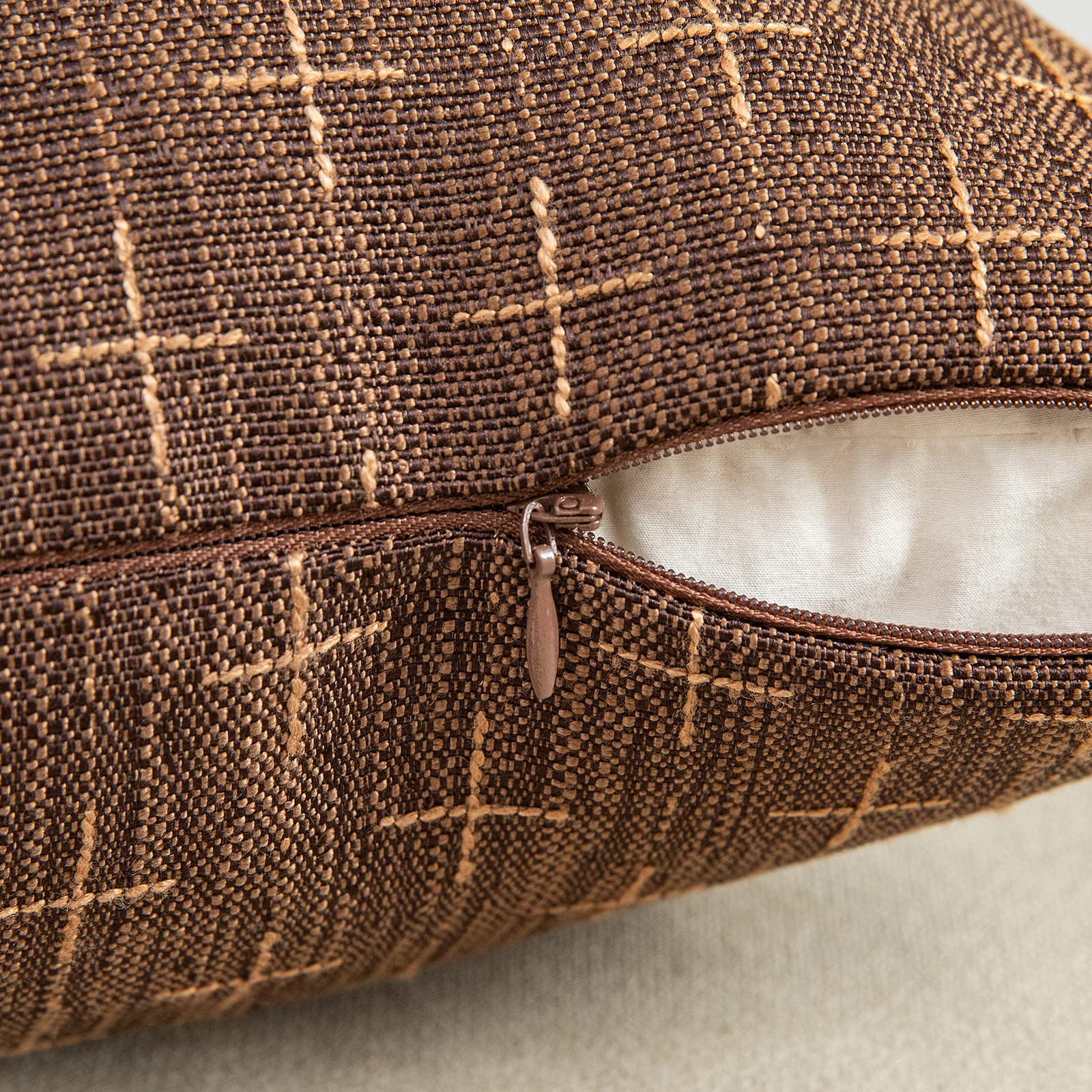 Miulee Pack Of 2 Decorative Burlap Linen Throw Pillow Covers Modern Farmhouse Pillowcase Rustic Woven Textured Cushion Cover For Sofa Couch Bed 24X24 Inch Dark Coffee