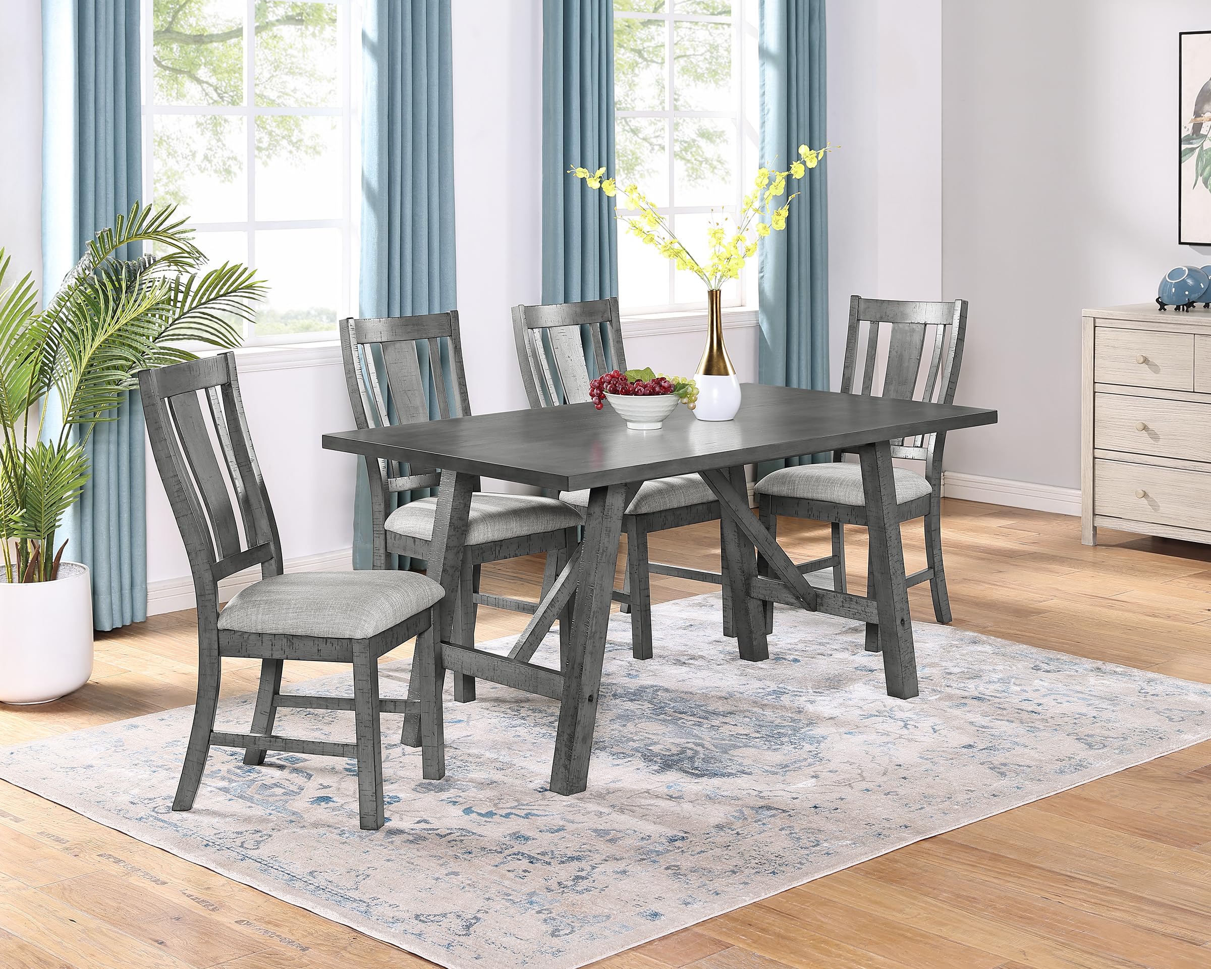 Best Quality Furniture D189D5 Dining Set, Grey