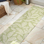 Jonathan Y Smb119D-5 Nevis Palm Frond Indoor Outdoor Area Rug, Coastal, Casual, Country Easy Cleaning,Bedroom,Kitchen,Backyard,Patio,Non Shedding, Green/Cream, 5 X 8