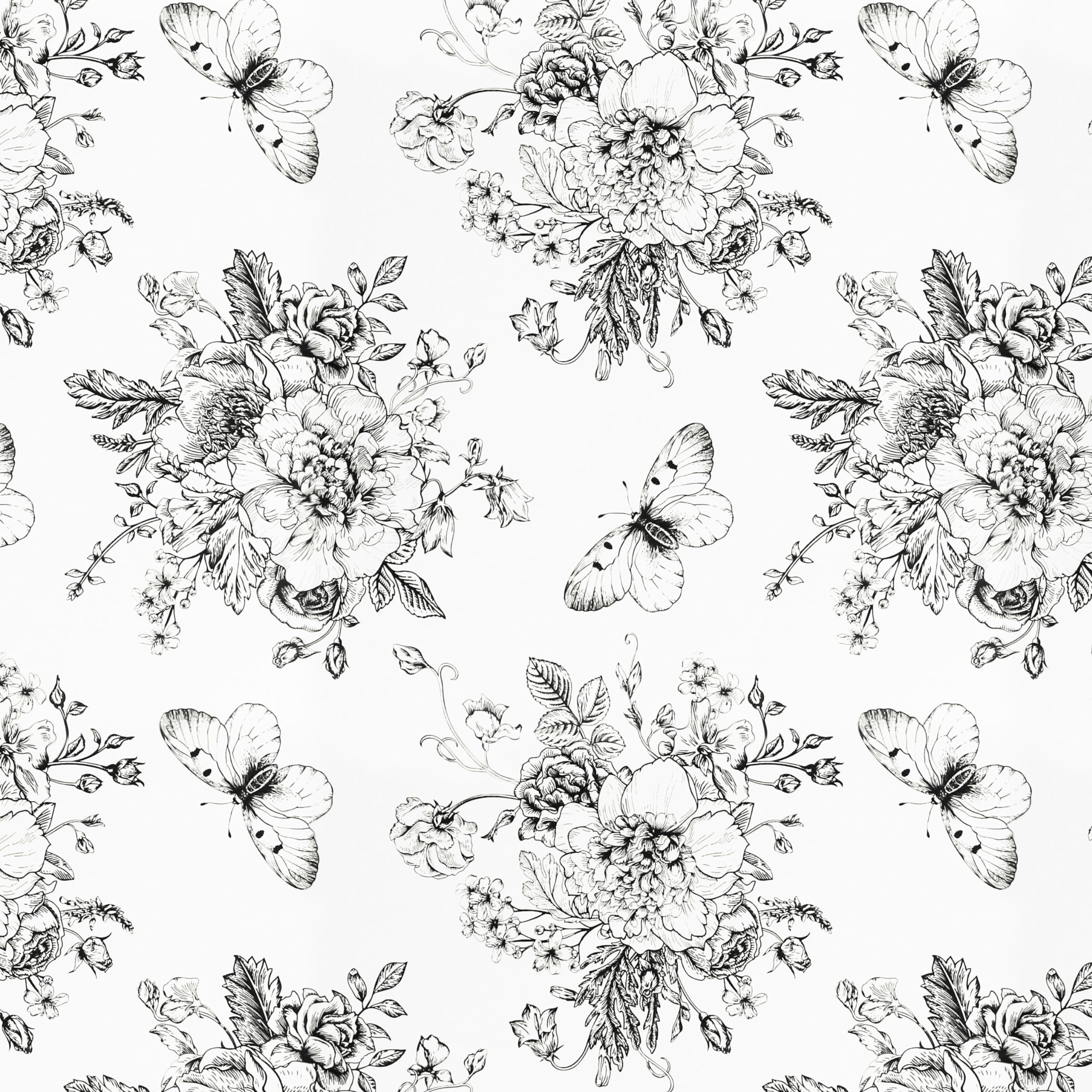 Micpolo 17.7In X 197In Self Adhesive Shelf Liner for Kitchen Bedroom Cabinets Dresser Drawer Liner Floral and Butterfly Waterpro