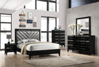 Acme Chelsie Wooden Queen Bed with Velvet Headboard in Gray and Black