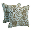 Blazing Needles Corded Square Jacquard Chenille Throw Pillow, 18", Blue Damask 2 Count