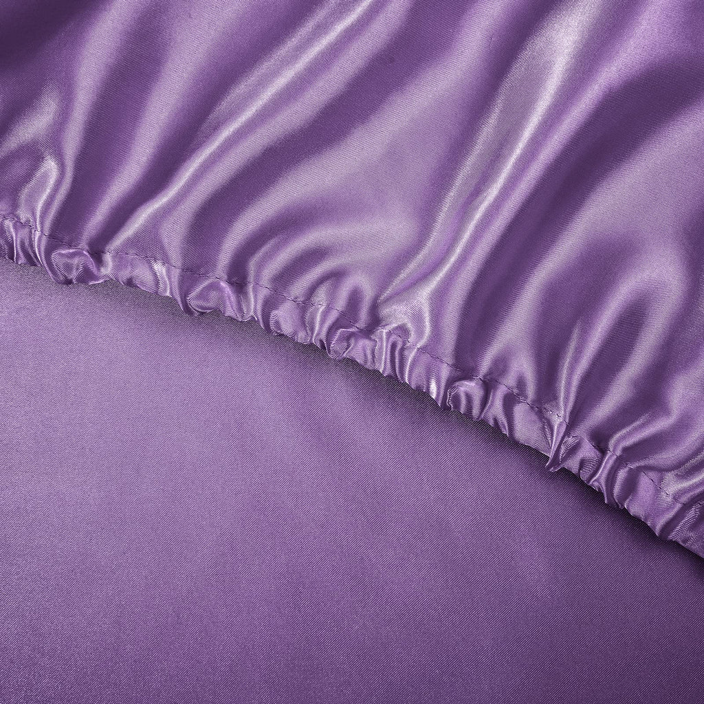 Treely Satin Bed Sheets 6 Piece,Hotel Luxury Silky Queen Sheet Set With Deep Pocket, Fitted Sheet - Purple Queen Size Satin Shee