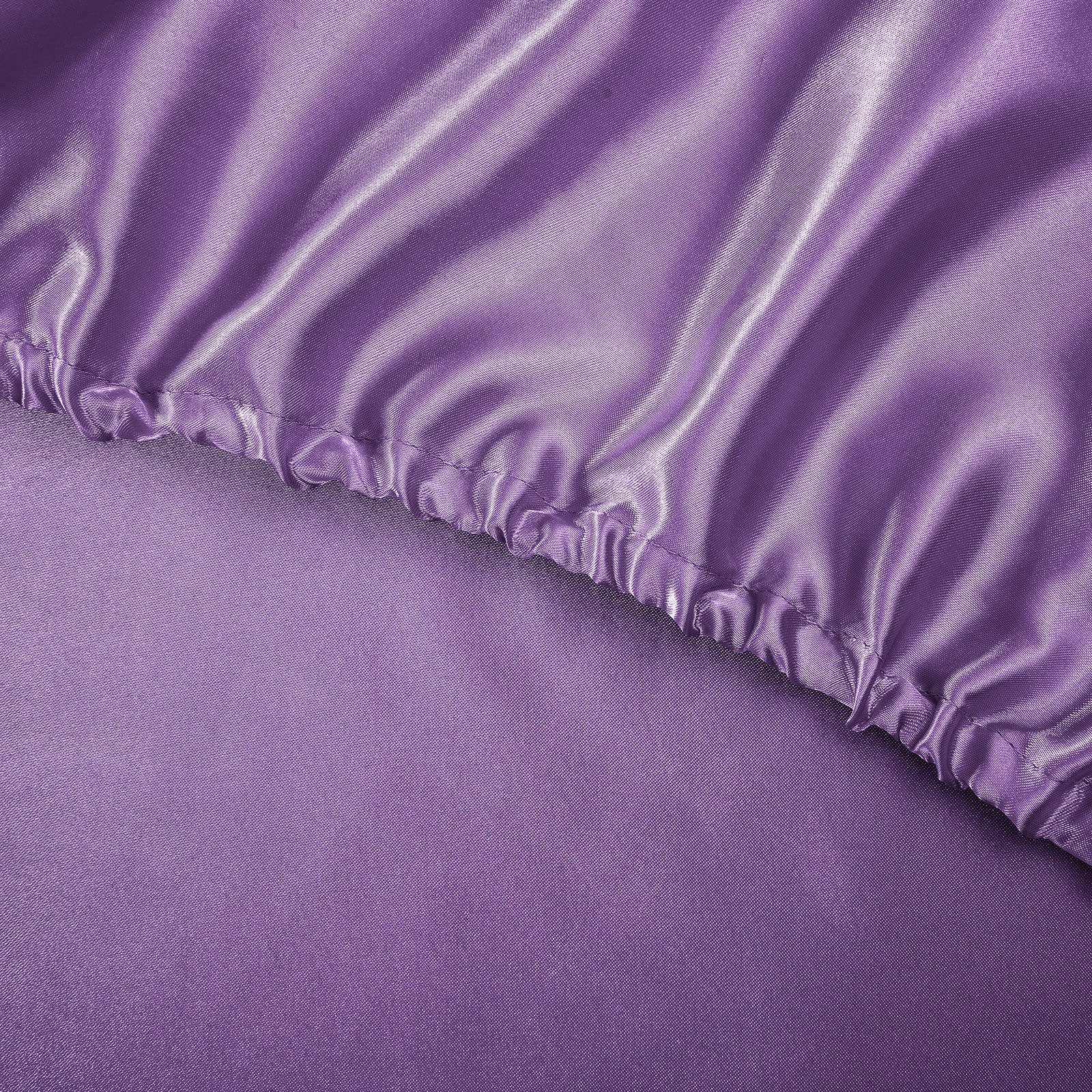 Treely Satin Bed Sheets 6 Piece,Hotel Luxury Silky Queen Sheet Set With Deep Pocket, Fitted Sheet - Purple Queen Size Satin Shee