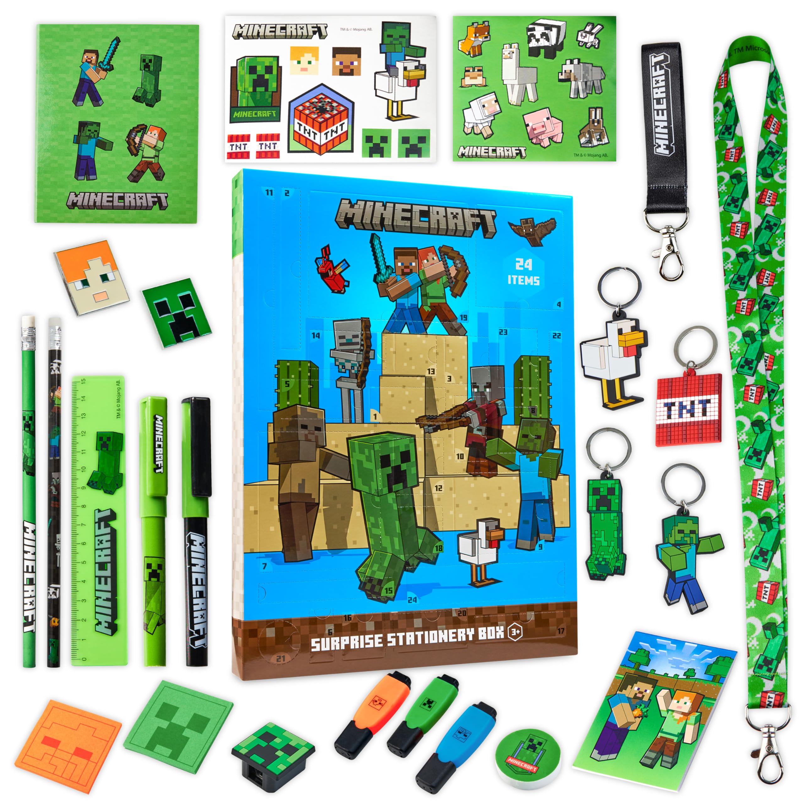 Minecraft Advent Calendar 2024 for Kids and Teenagers - Unique Boys Advent Calendar (Blue/Green)