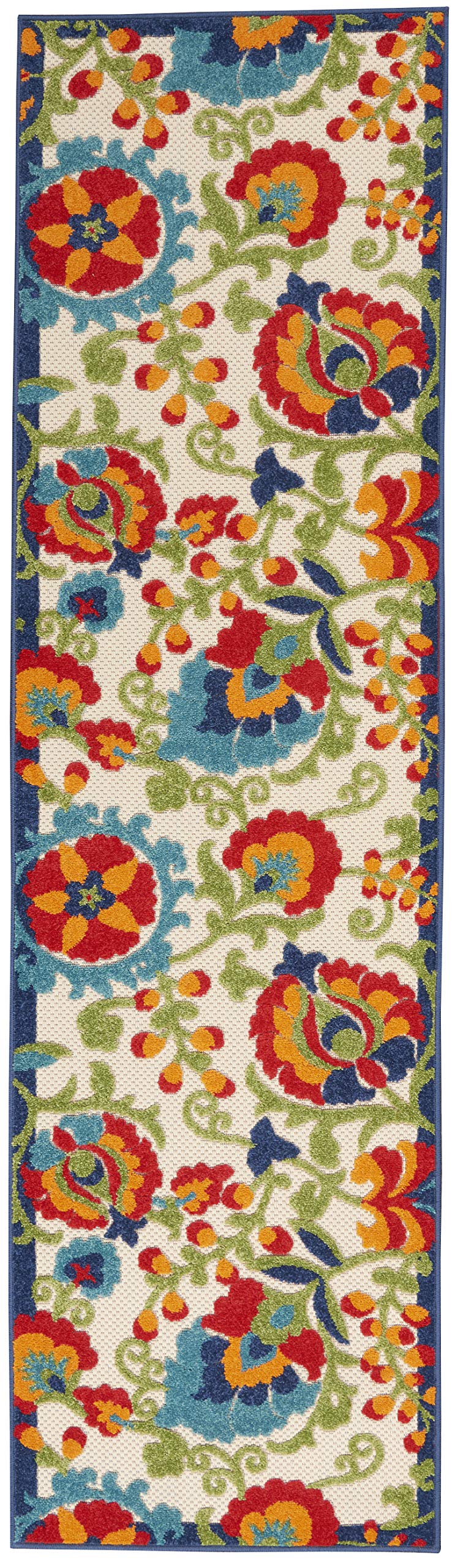 Nourison Aloha Indoor/Outdoor Multicolor 2' X 6' Area Rug, Easy Cleaning, Non Shedding, Bed Room, Living Room, Dining Room, Backyard, Deck, Patio (2X6)