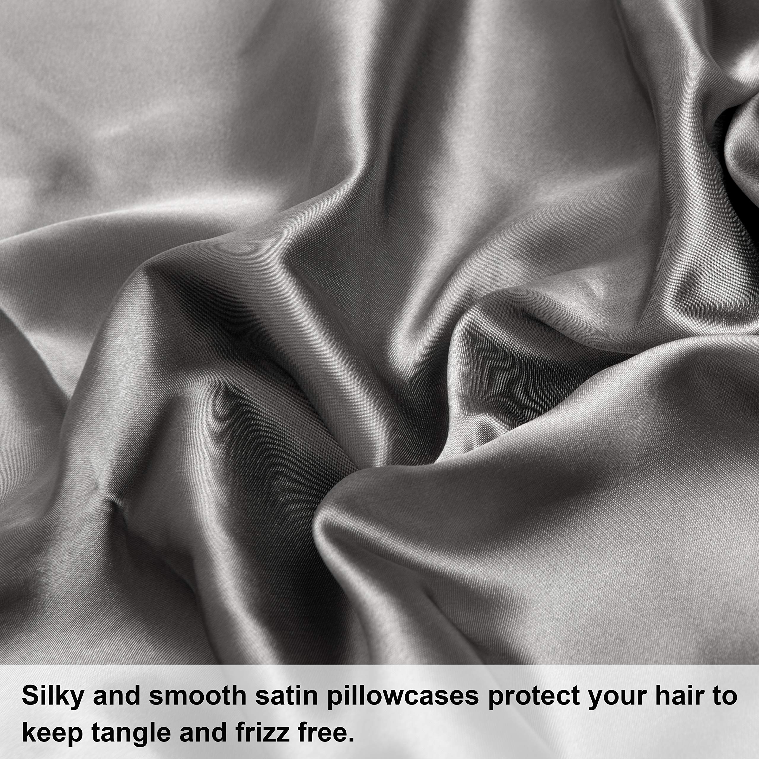 Ntbay 2 Pack Satin Standard Pillowcases For Hair And Skin, Luxurious And Silky Pillow Cases With Envelope Closure, 20X26 Inches, Grey