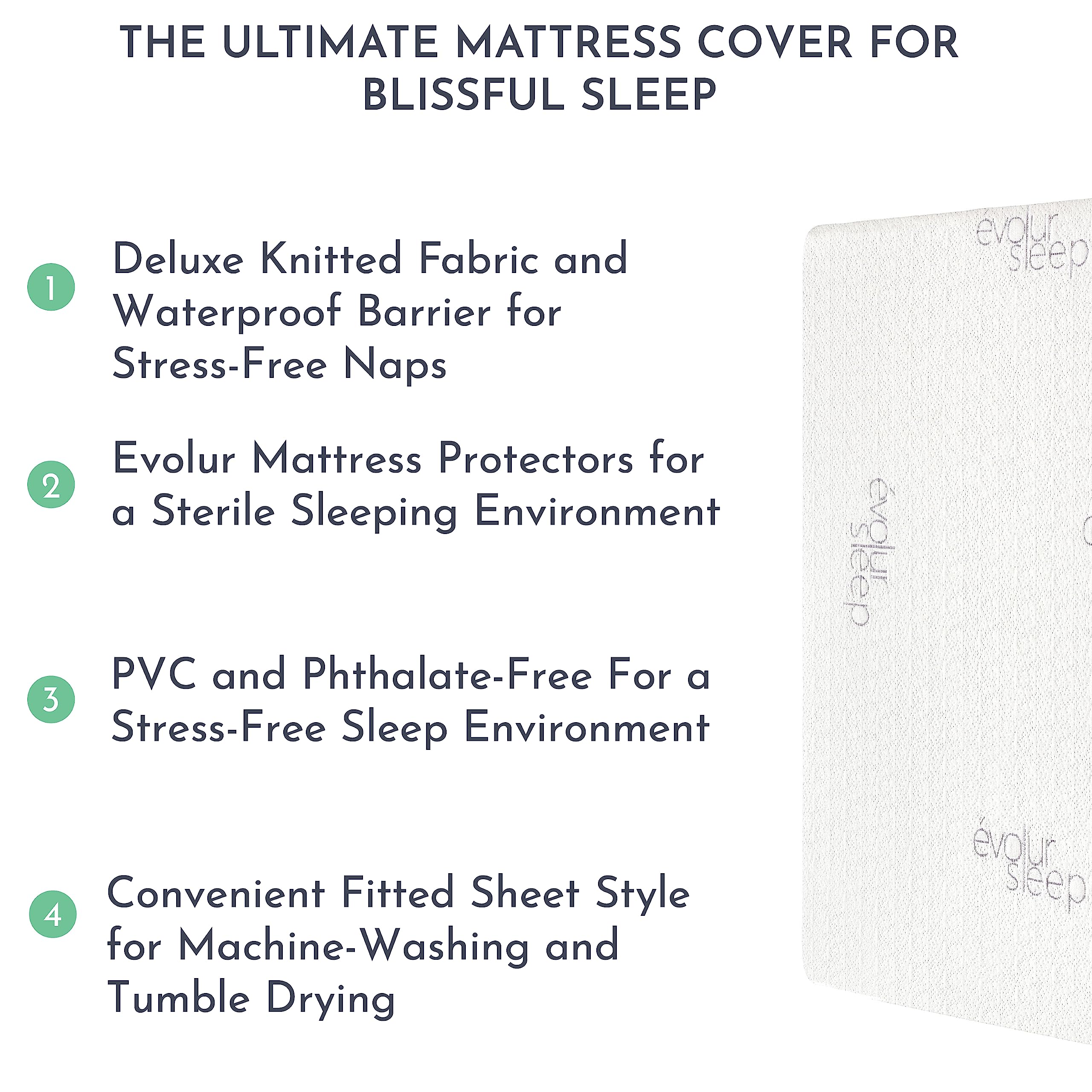 Evolur Portable Crib Tencel Waterproof Mattress Protector Pad And Fitted Sheet, White (2 Pack)