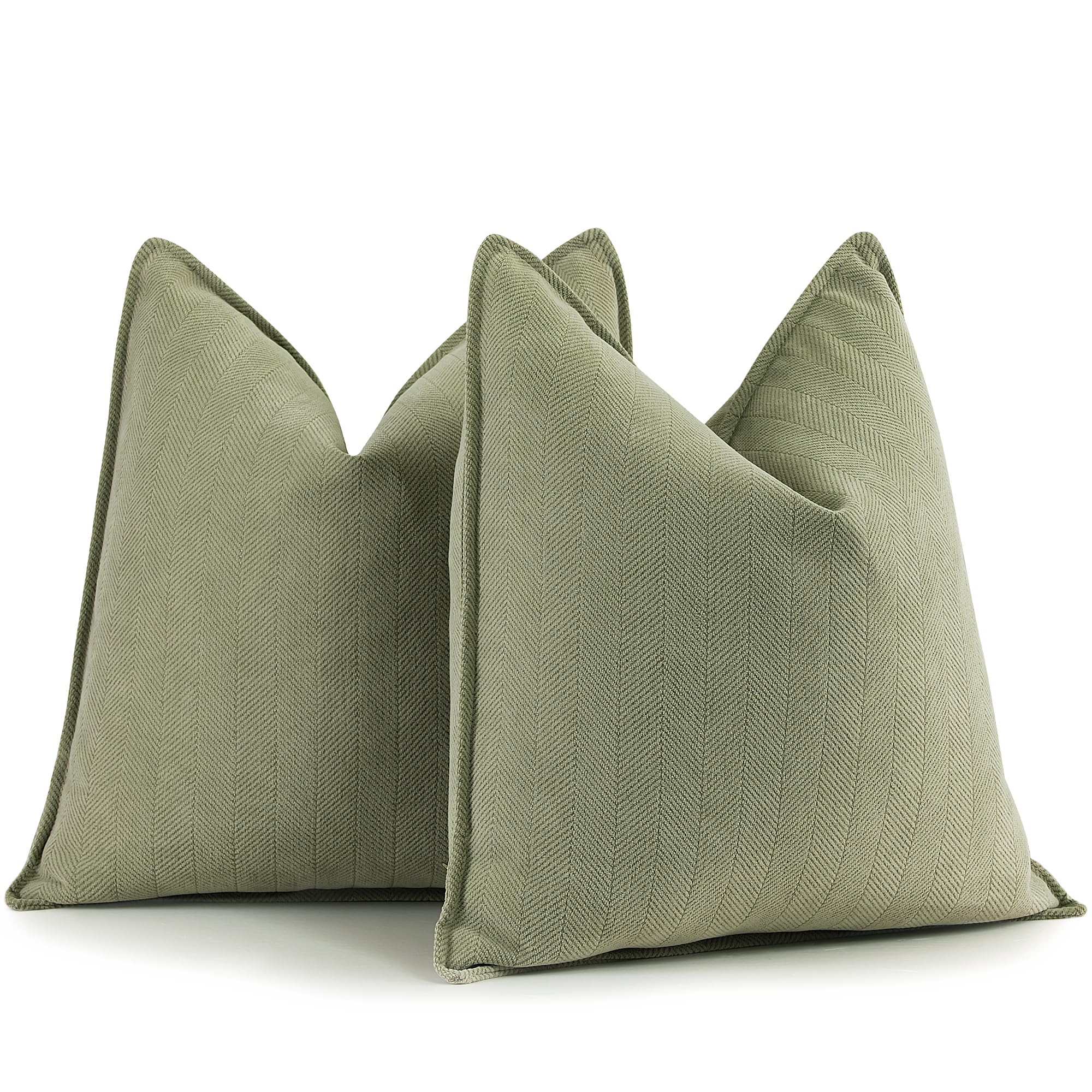 Zwjd Sage Green Pillow Covers 18X18 Set Of 2 Chenille Pillow Covers With Elegant Design Soft And Luxurious Decorative Throw Pill