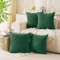 Cozoomy Set Of 4 Dark Green Decorative Pillow Covers 18X18 Inch Corduroy Throw Pillow Covers For Bed Couch Sofa Living Room Soft