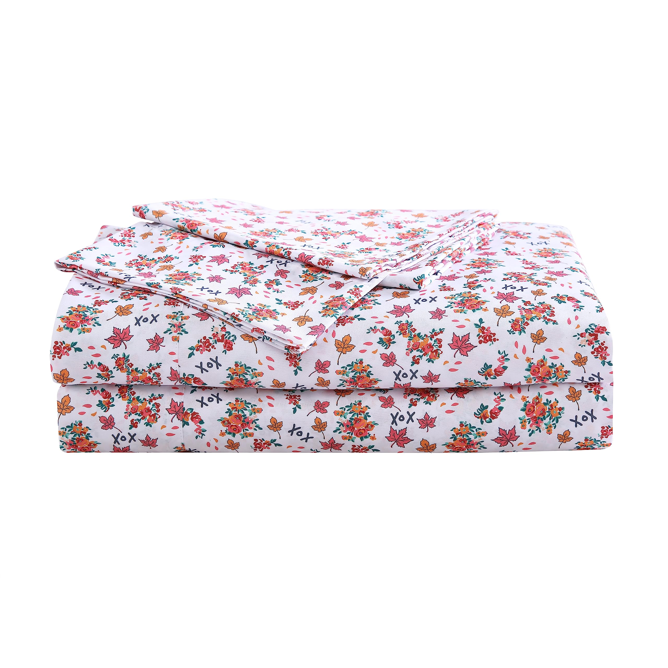 Betsey Johnson - Twin Bed Sheets, Soft & Lightweight Bedding, Fade & Wrinkle Resistant (Fall Foliage Pink, Twin)