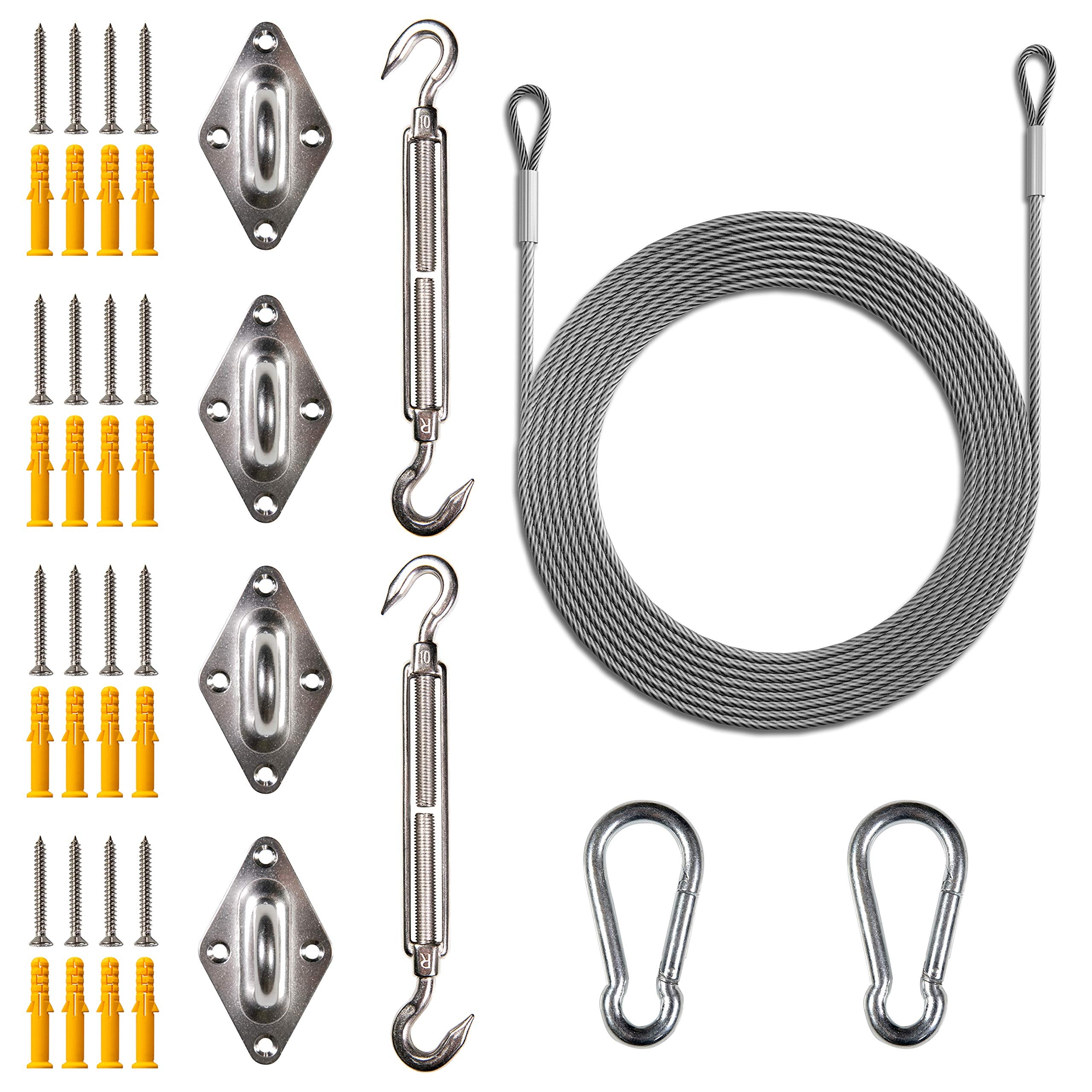 Colourtree Hardware Kit Set For Rectangle/Square Sun Shade Sails Canopy, Easy-Tensioning, 316 Military-Grade Stainless Steel(10