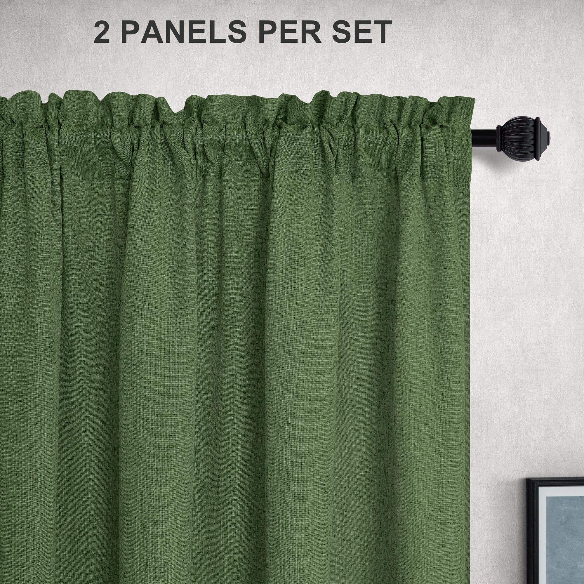 Mrs.Naturall Olive Green Sheer Curtains 72 Inches Long 2 Panels Rod Pocket Linen Fabric Light Filtering Semi Sheer Curtains For Living Room Bedroom Office Boho Neutral Aesthetic Decor 52X72 In Length