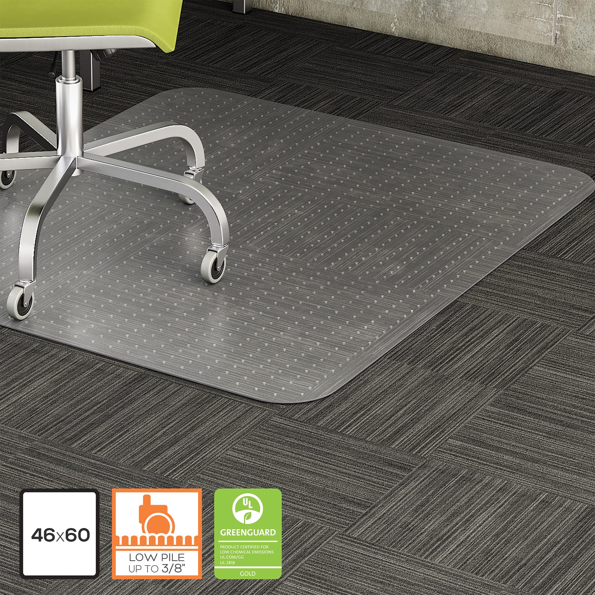 Lorell LLR82821 Carpet Chair Mats, 2.48" Height X 19.09" Width X 73.62" Length, Clear