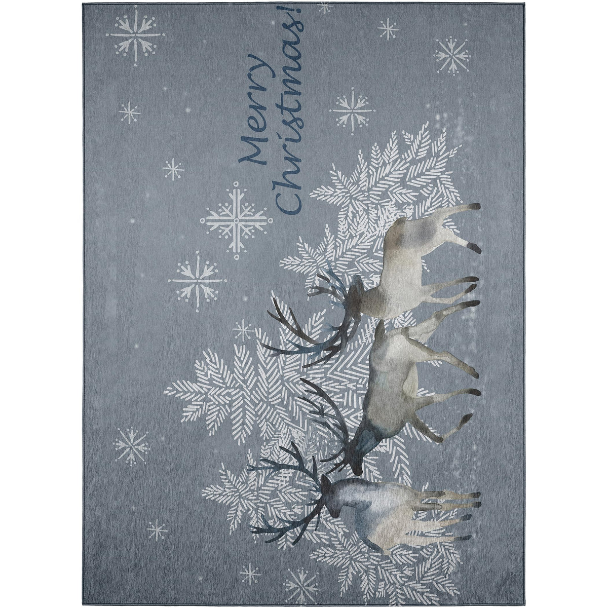 Addison Rugs Cozy Winter Acw32 Gray 5' X 7'6&quot; Indoor Outdoor Christmas, Holiday Area Rug, Easy Clean, Machine Washable, Non Shedding, Bedroom, Living Room, Dining Room, Kitchen, Patio Rug