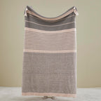 R.Share Pink Striped Throw Blanket 50X70 Inch Reversible, Feather Knit Microfiber Soft Comfy Cozy Lightweight Fluffy Fuzzy Warm