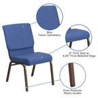 Flash Furniture Hercules Series 18.5''W Stacking Church Chair In Blue Fabric - Gold Vein Frame