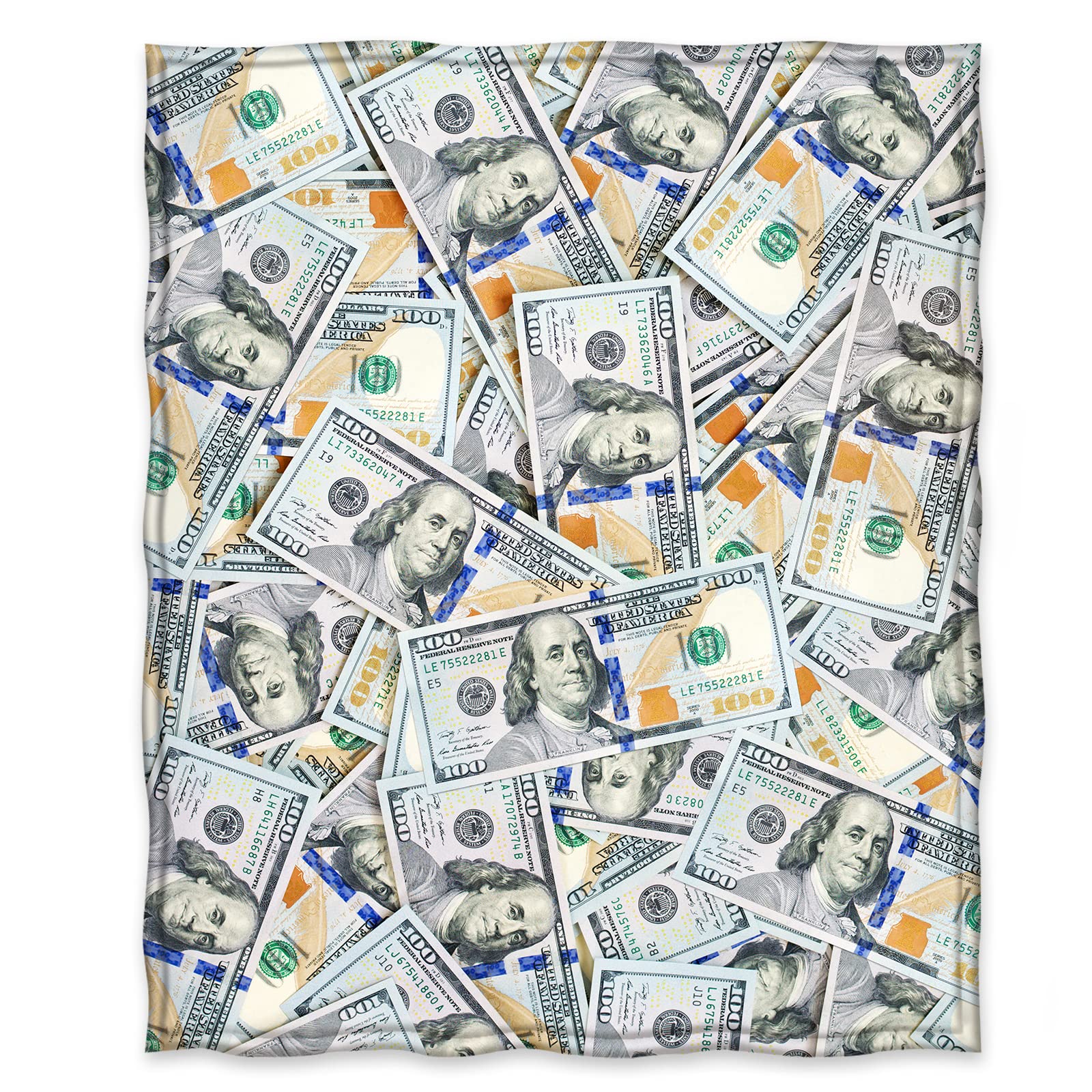 Jekeno Money Blanket 100 Dollar Bills Pattern Print Gifts For Women Kids Girls Men Birthday Halloween For Dad Mom Husband Wife T