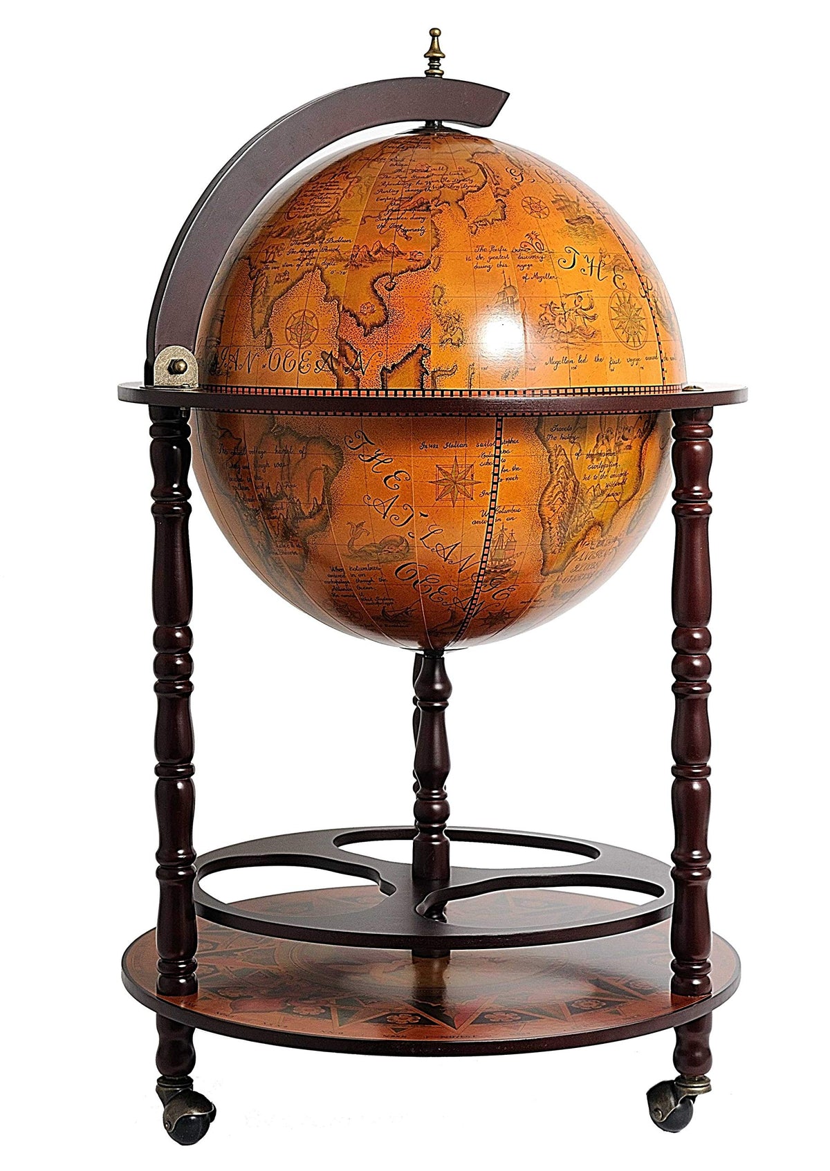 HomeRoots Multiple Colors Wood 22' x 22' x 37' Globe Drink Cabinet