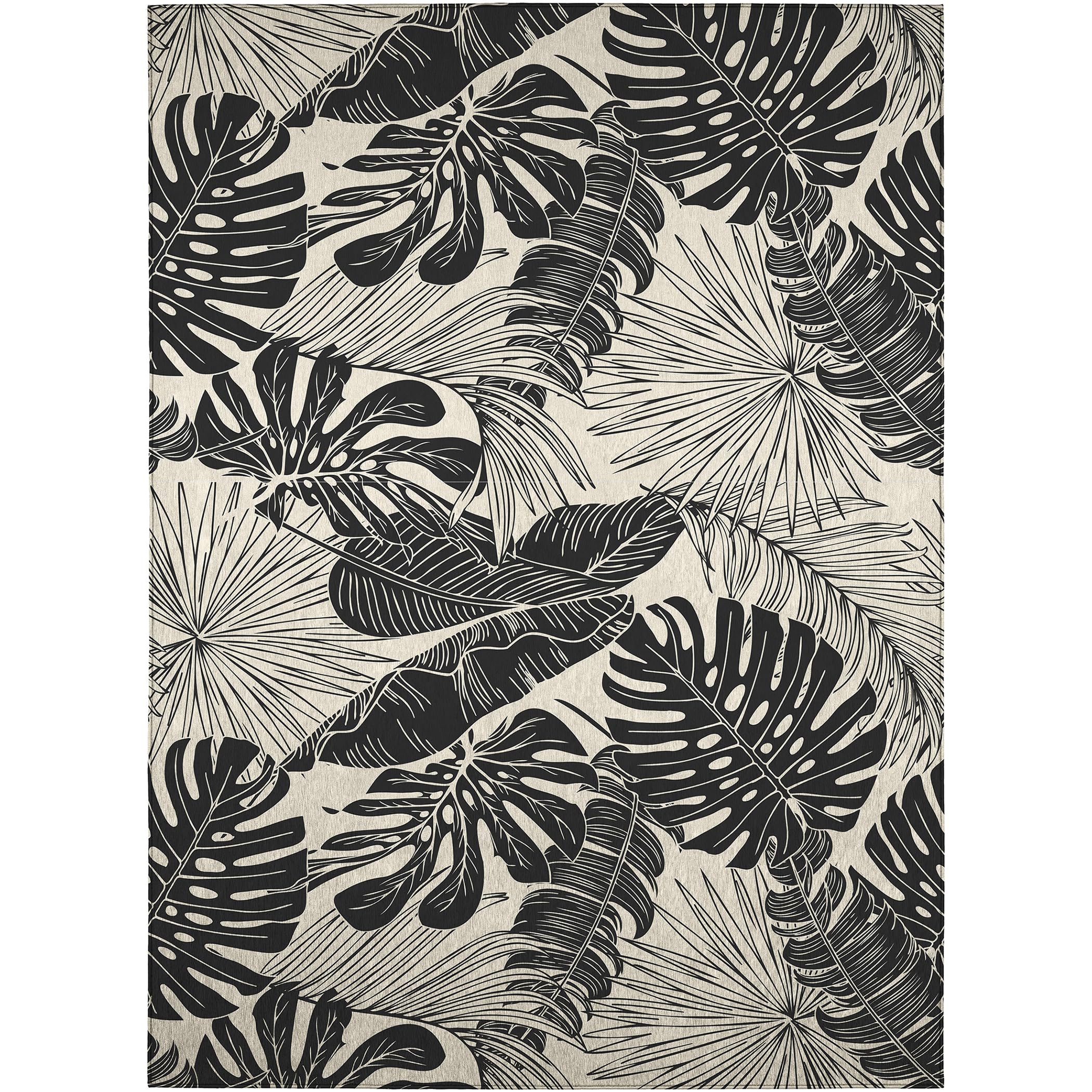 Dalyn Rugs Tropics Tc16 Black 3' X 5' Indoor Outdoor Area Rug, Easy Clean, Machine Washable, Non Shedding, Bedroom, Living Room, Dining Room, Kitchen, Patio Rug