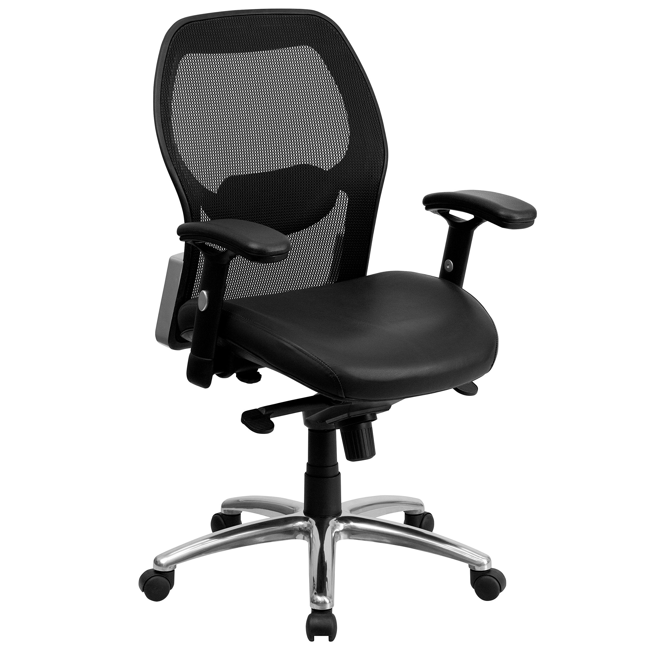 Flash Furniture Mid-Back Mesh/Leather Chair - Black