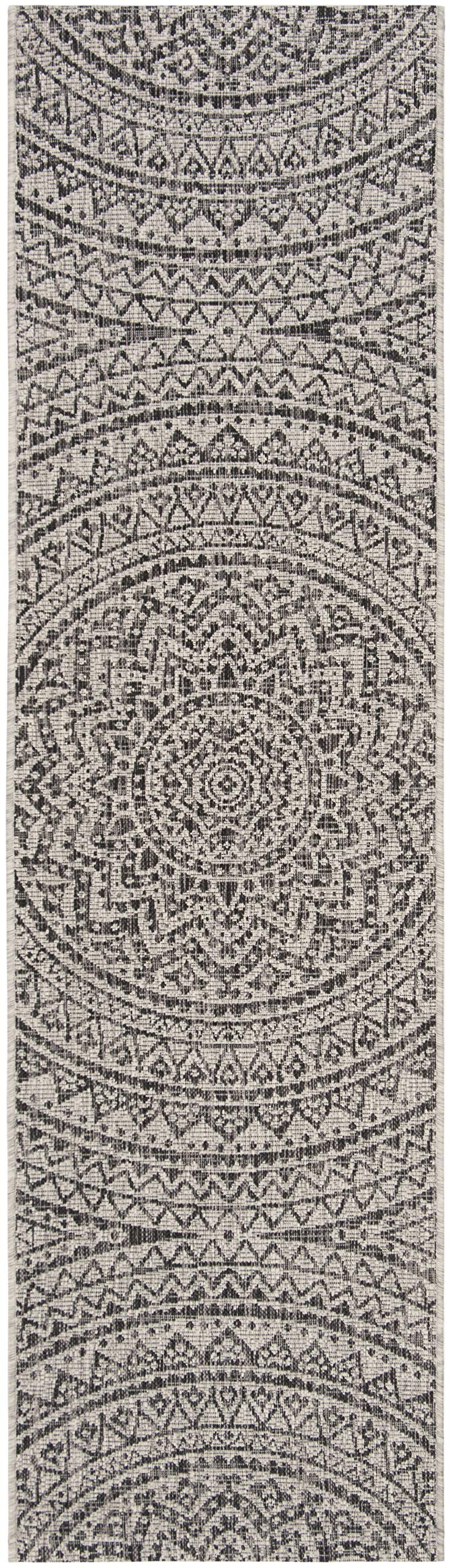 Safavieh Courtyard Collection 2'3' X 18' Light Grey/Black Cy8734 Indoor/ Outdoor Waterproof Easy Cleaning Patio Backyard Mudroom Runner Rug