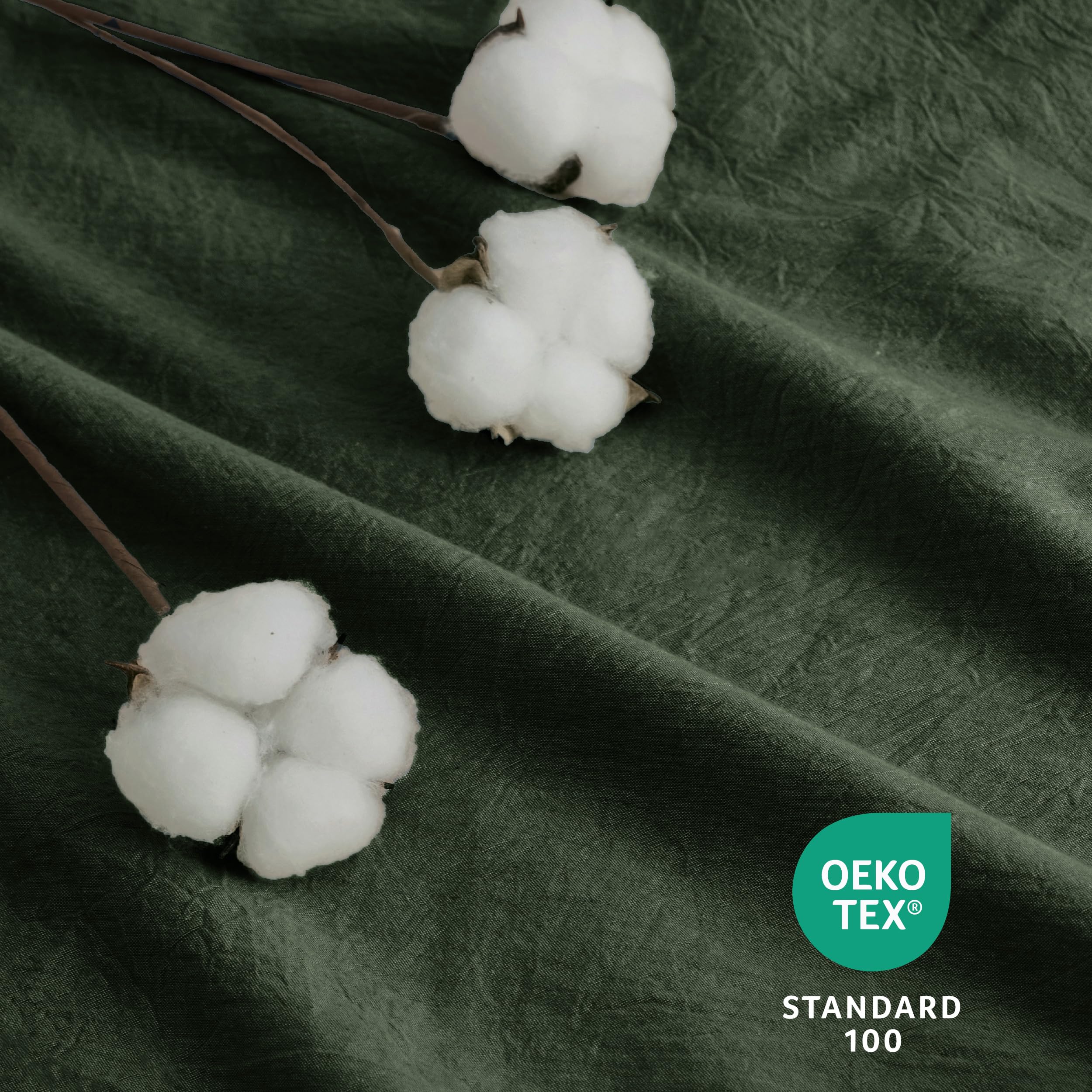 Bedsure 100% Washed Cotton Duvet Cover Queen - Olive Green Minimalist Cotton Duvet Cover Linen Like - 3 Pieces Gentlesoft™ Plain Simple Bedding Set With 2 Pillow Shams (Olive Green, Queen, 90'X90')